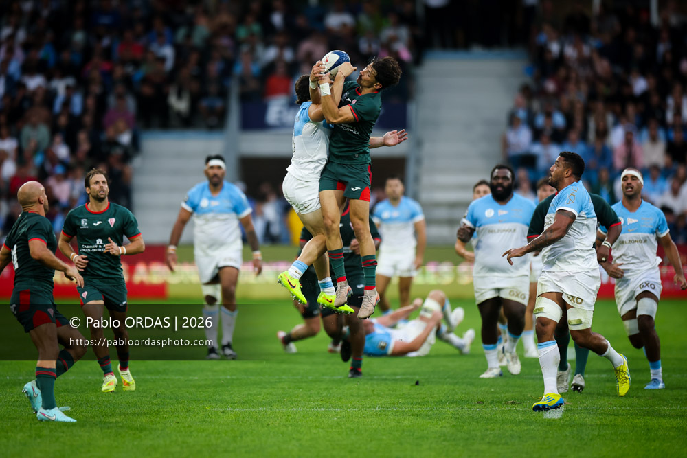 Baptiste Fariscot, lors du match amical entre l'Aviron bayonnais et le Biarritz olympique, le 20 août 2026 au stade Jean Dauger de Bayonne, France (Photo Pablo ORDAS)