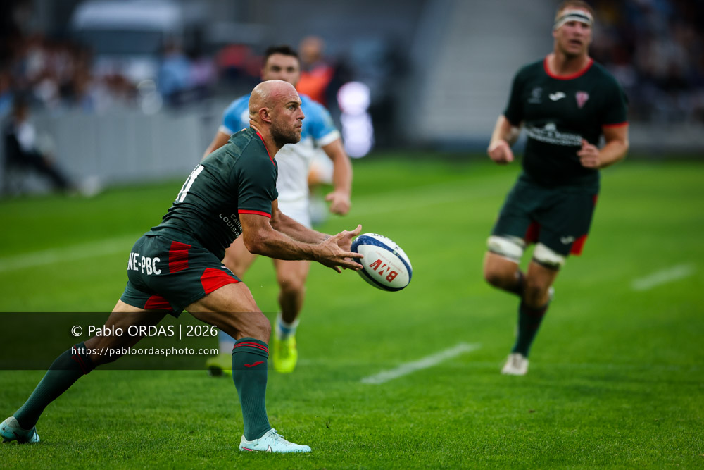 Mathieu Acebes, lors du match amical entre l'Aviron bayonnais et le Biarritz olympique, le 20 août 2026 au stade Jean Dauger de Bayonne, France (Photo Pablo ORDAS)