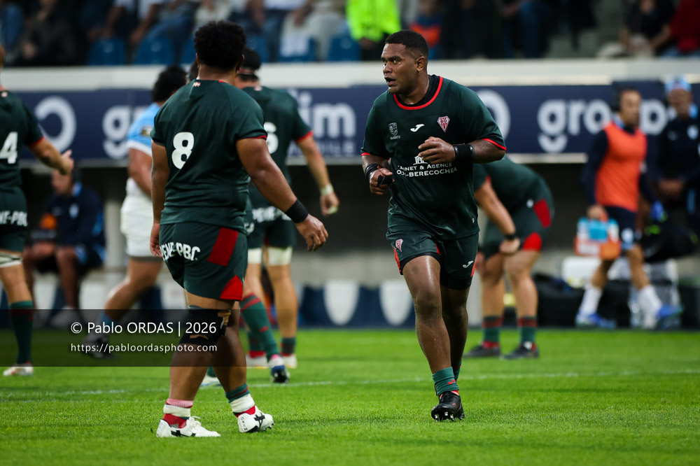 Johnny Dyer, lors du match amical entre l'Aviron bayonnais et le Biarritz olympique, le 20 août 2026 au stade Jean Dauger de Bayonne, France (Photo Pablo ORDAS)