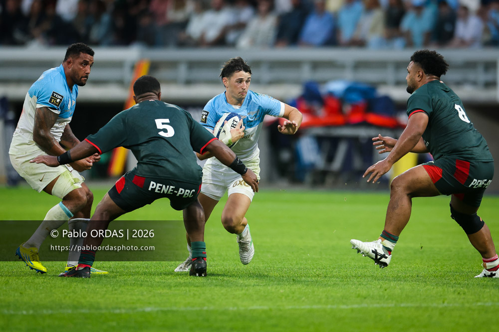 Bastien Rasal, lors du match amical entre l'Aviron bayonnais et le Biarritz olympique, le 20 août 2026 au stade Jean Dauger de Bayonne, France (Photo Pablo ORDAS)