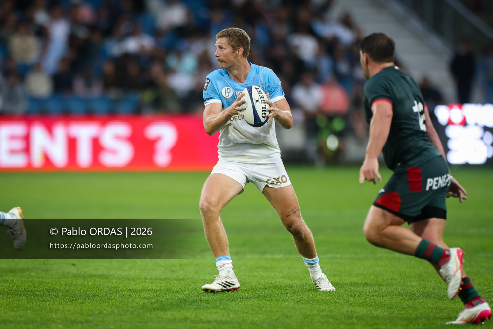 Rob du Preez, lors du match amical entre l'Aviron bayonnais et le Biarritz olympique, le 20 août 2026 au stade Jean Dauger de Bayonne, France (Photo Pablo ORDAS)