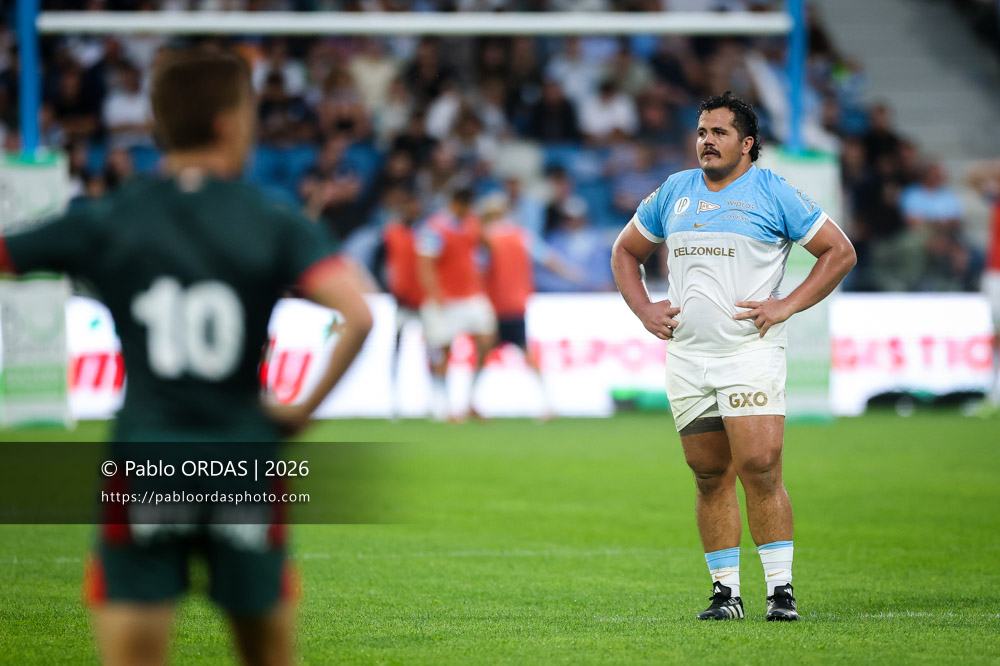 Lasha Macharashvili, lors du match amical entre l'Aviron bayonnais et le Biarritz olympique, le 20 août 2026 au stade Jean Dauger de Bayonne, France (Photo Pablo ORDAS)