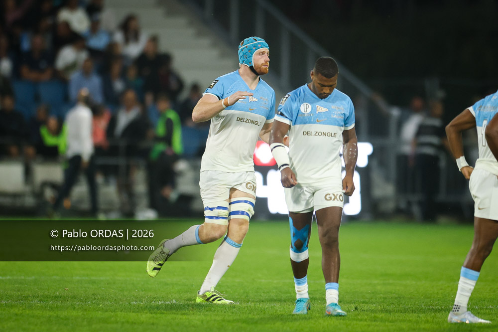 Killian Geraci, lors du match amical entre l'Aviron bayonnais et le Biarritz olympique, le 20 août 2026 au stade Jean Dauger de Bayonne, France (Photo Pablo ORDAS)