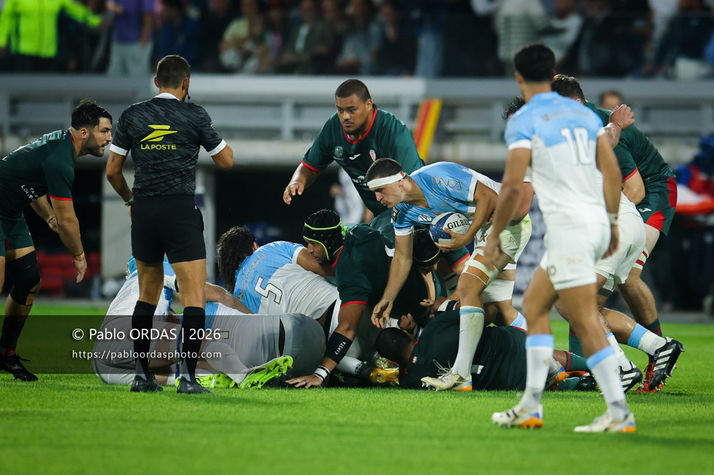Bixente Lahitete, lors du match amical entre l'Aviron bayonnais et le Biarritz olympique, le 20 août 2026 au stade Jean Dauger de Bayonne, France (Photo Pablo ORDAS)