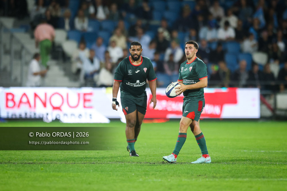 Edgar Retière, lors du match amical entre l'Aviron bayonnais et le Biarritz olympique, le 20 août 2026 au stade Jean Dauger de Bayonne, France (Photo Pablo ORDAS)