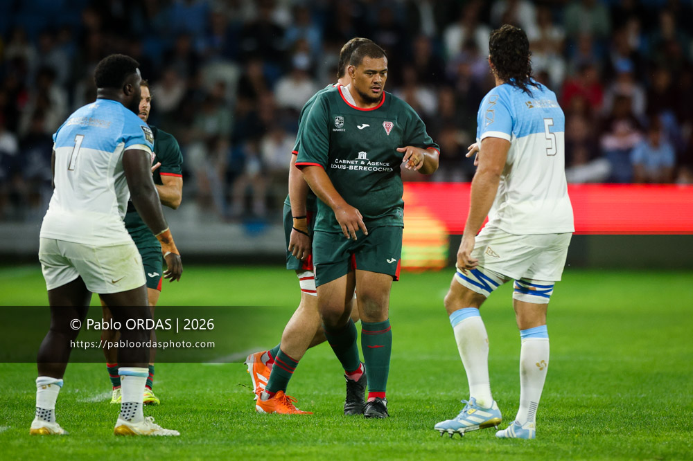 Reginald Churchward, lors du match amical entre l'Aviron bayonnais et le Biarritz olympique, le 20 août 2026 au stade Jean Dauger de Bayonne, France (Photo Pablo ORDAS)