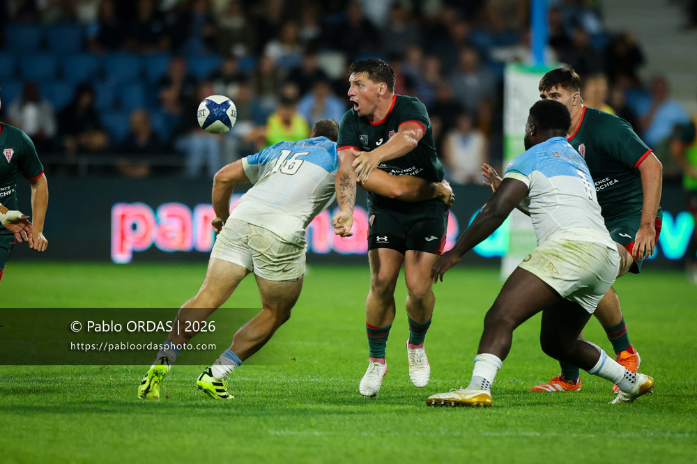 Dorian Laborde, lors du match amical entre l'Aviron bayonnais et le Biarritz olympique, le 20 août 2026 au stade Jean Dauger de Bayonne, France (Photo Pablo ORDAS)
