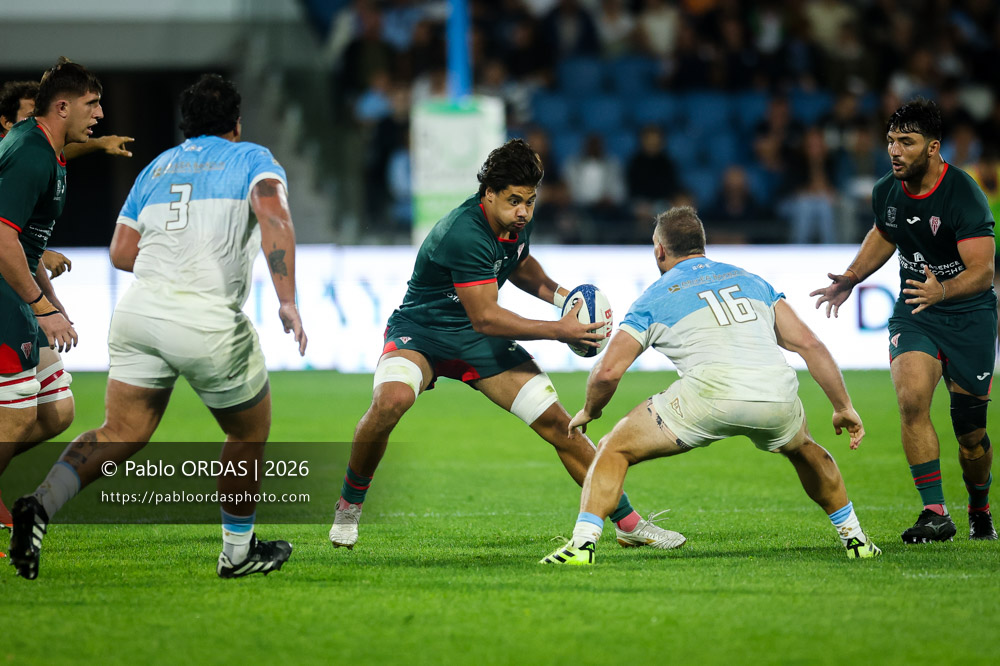 Yoni Tuataane, lors du match amical entre l'Aviron bayonnais et le Biarritz olympique, le 20 août 2026 au stade Jean Dauger de Bayonne, France (Photo Pablo ORDAS)