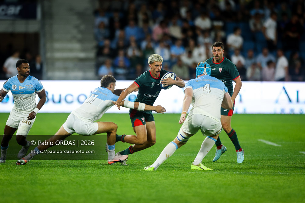 Carlo Mignot, lors du match amical entre l'Aviron bayonnais et le Biarritz olympique, le 20 août 2026 au stade Jean Dauger de Bayonne, France (Photo Pablo ORDAS)