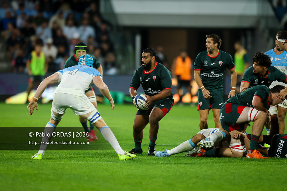 Zakaria El Fakir, lors du match amical entre l'Aviron bayonnais et le Biarritz olympique, le 20 août 2026 au stade Jean Dauger de Bayonne, France (Photo Pablo ORDAS)