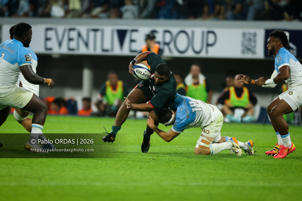 Zakaria El Fakir, lors du match amical entre l'Aviron bayonnais et le Biarritz olympique, le 20 août 2026 au stade Jean Dauger de Bayonne, France (Photo Pablo ORDAS)
