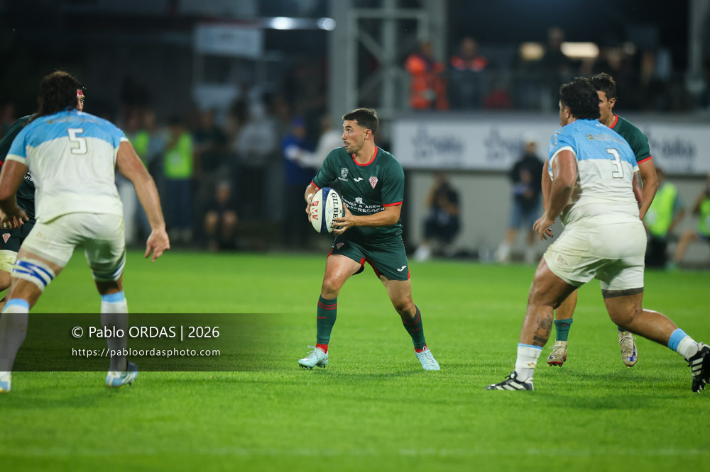 Edgar Retière, lors du match amical entre l'Aviron bayonnais et le Biarritz olympique, le 20 août 2026 au stade Jean Dauger de Bayonne, France (Photo Pablo ORDAS)