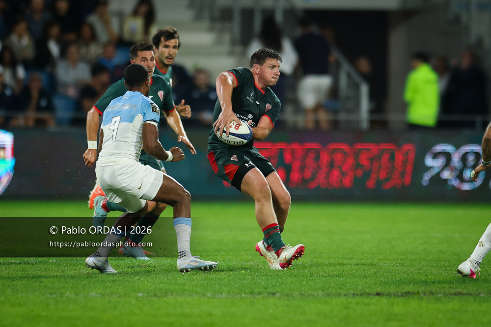 Dorian Laborde, lors du match amical entre l'Aviron bayonnais et le Biarritz olympique, le 20 août 2026 au stade Jean Dauger de Bayonne, France (Photo Pablo ORDAS)