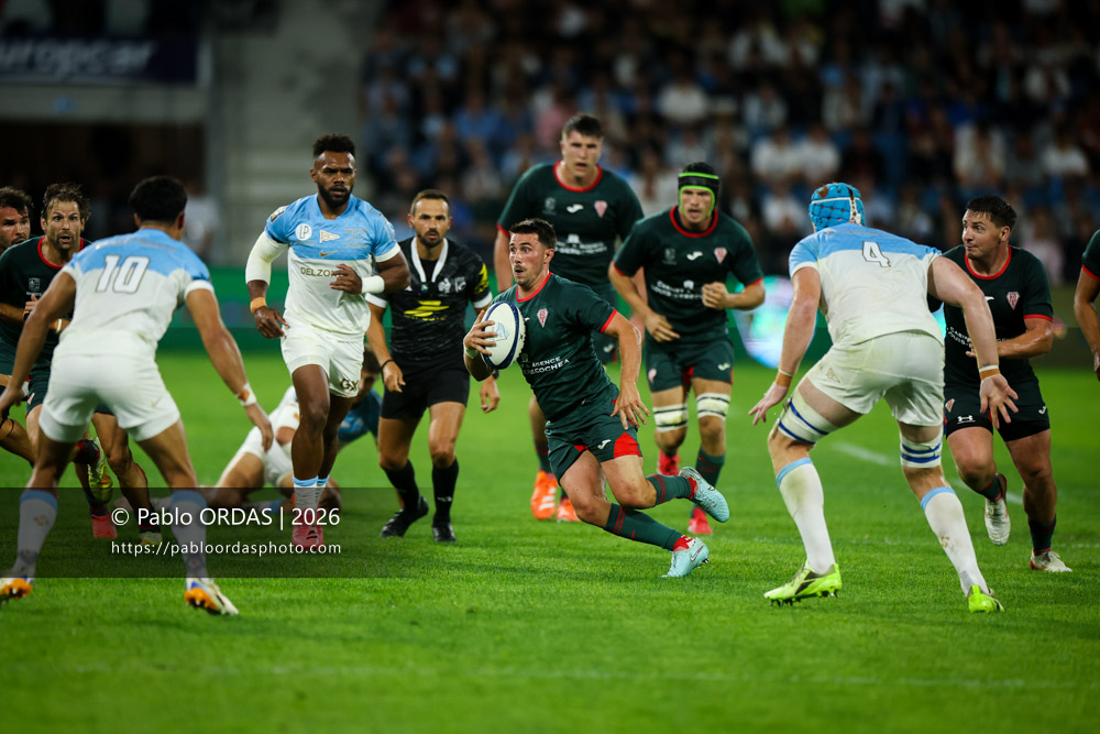 Edgar Retière, lors du match amical entre l'Aviron bayonnais et le Biarritz olympique, le 20 août 2026 au stade Jean Dauger de Bayonne, France (Photo Pablo ORDAS)