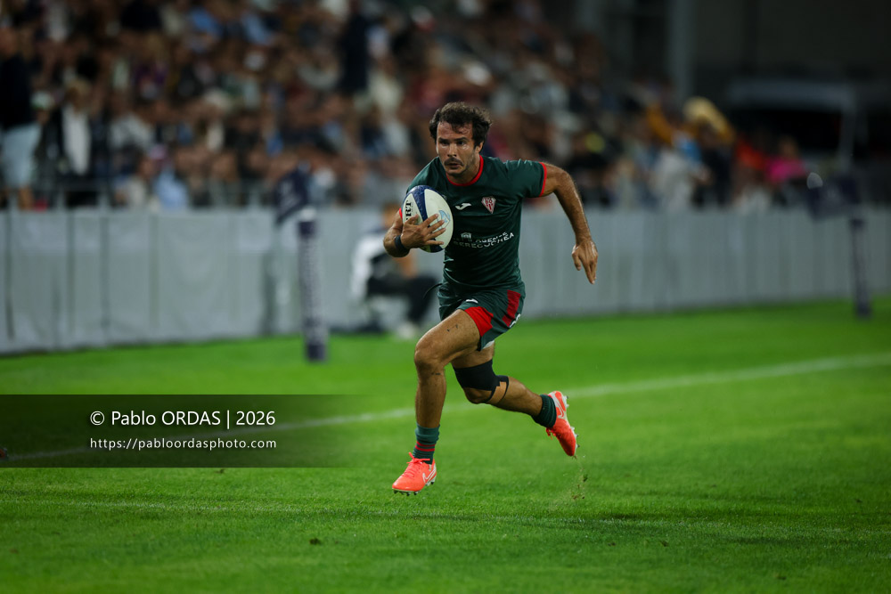 Arthur Bonneval, lors du match amical entre l'Aviron bayonnais et le Biarritz olympique, le 20 août 2026 au stade Jean Dauger de Bayonne, France (Photo Pablo ORDAS)