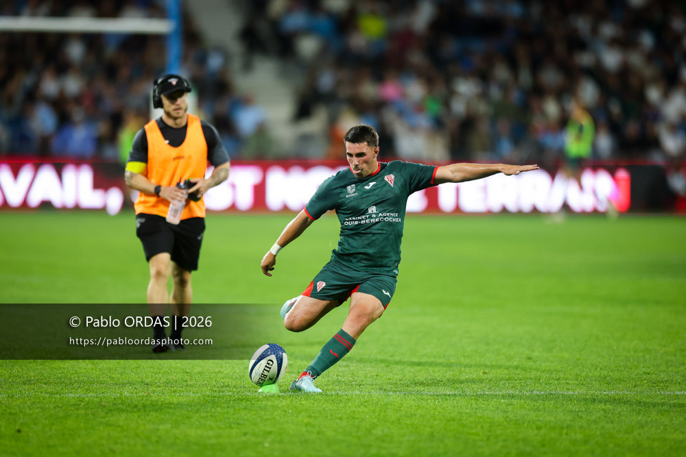 Edgar Retière, lors du match amical entre l'Aviron bayonnais et le Biarritz olympique, le 20 août 2026 au stade Jean Dauger de Bayonne, France (Photo Pablo ORDAS)