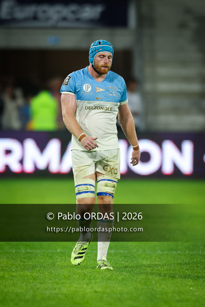 Killian Geraci, lors du match amical entre l'Aviron bayonnais et le Biarritz olympique, le 20 août 2026 au stade Jean Dauger de Bayonne, France (Photo Pablo ORDAS)