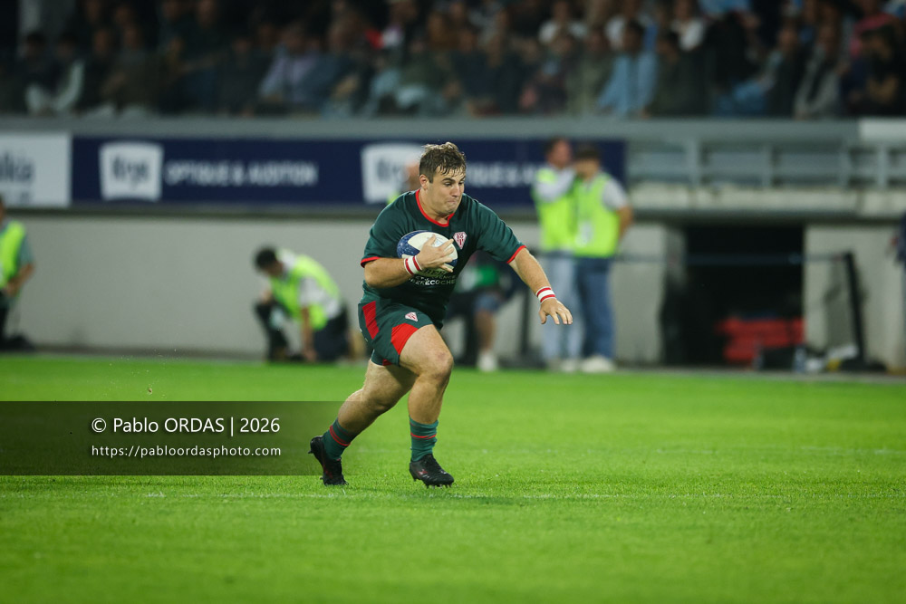 François Mur, lors du match amical entre l'Aviron bayonnais et le Biarritz olympique, le 20 août 2026 au stade Jean Dauger de Bayonne, France (Photo Pablo ORDAS)