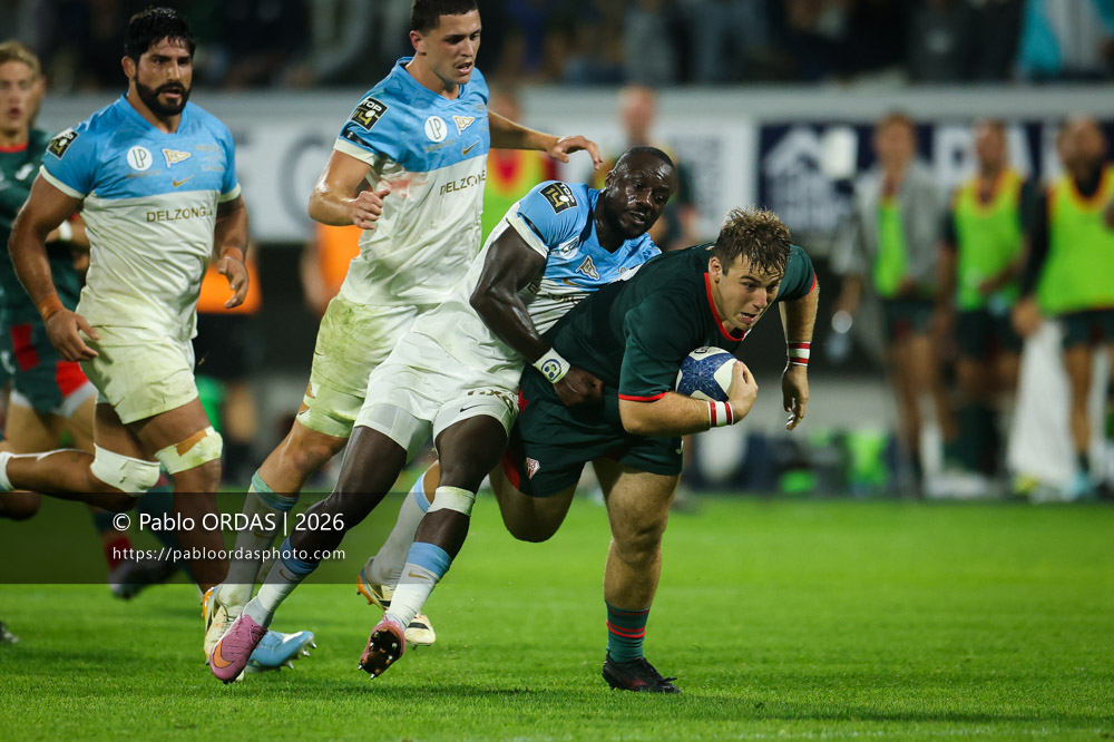 François Mur, lors du match amical entre l'Aviron bayonnais et le Biarritz olympique, le 20 août 2026 au stade Jean Dauger de Bayonne, France (Photo Pablo ORDAS)