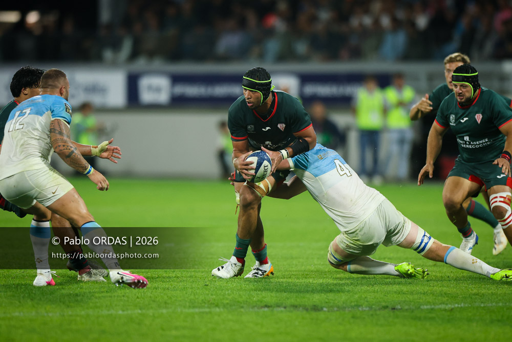Aston Fortuin, lors du match amical entre l'Aviron bayonnais et le Biarritz olympique, le 20 août 2026 au stade Jean Dauger de Bayonne, France (Photo Pablo ORDAS)