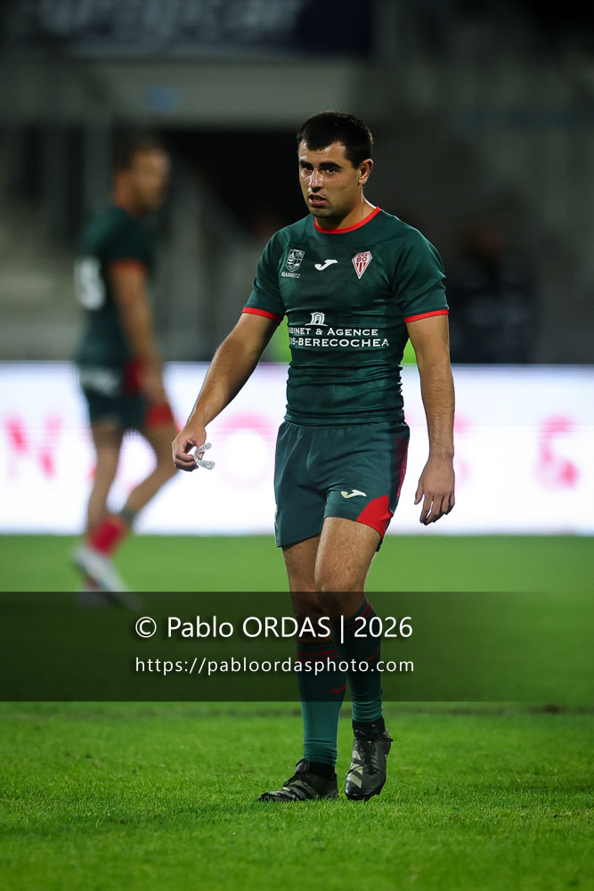 Kerman Aurrekoetxea, lors du match amical entre l'Aviron bayonnais et le Biarritz olympique, le 20 août 2026 au stade Jean Dauger de Bayonne, France (Photo Pablo ORDAS)