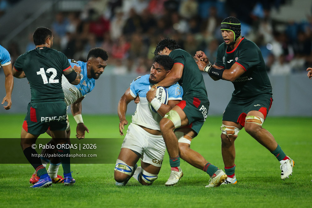 Matthieu Uhila, lors du match amical entre l'Aviron bayonnais et le Biarritz olympique, le 20 août 2026 au stade Jean Dauger de Bayonne, France (Photo Pablo ORDAS)