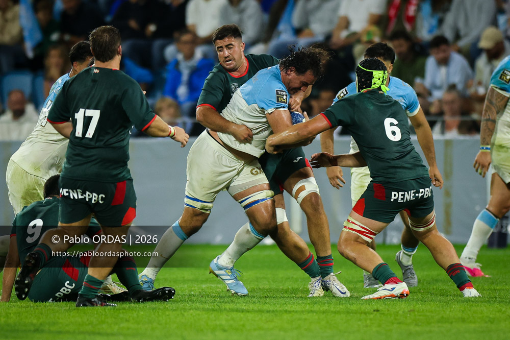 Lucas Paulos, lors du match amical entre l'Aviron bayonnais et le Biarritz olympique, le 20 août 2026 au stade Jean Dauger de Bayonne, France (Photo Pablo ORDAS)