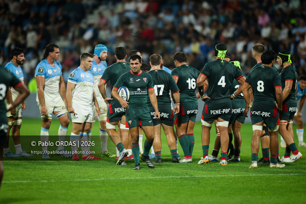 Kerman Aurrekoetxea, lors du match amical entre l'Aviron bayonnais et le Biarritz olympique, le 20 août 2026 au stade Jean Dauger de Bayonne, France (Photo Pablo ORDAS)