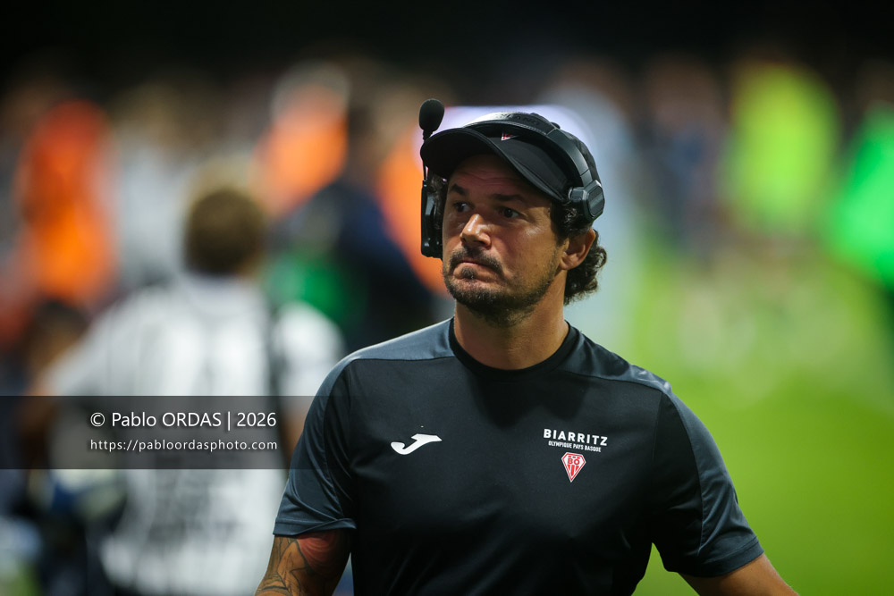 Boris Bouhraoua, lors du match amical entre l'Aviron bayonnais et le Biarritz olympique, le 20 août 2026 au stade Jean Dauger de Bayonne, France (Photo Pablo ORDAS)
