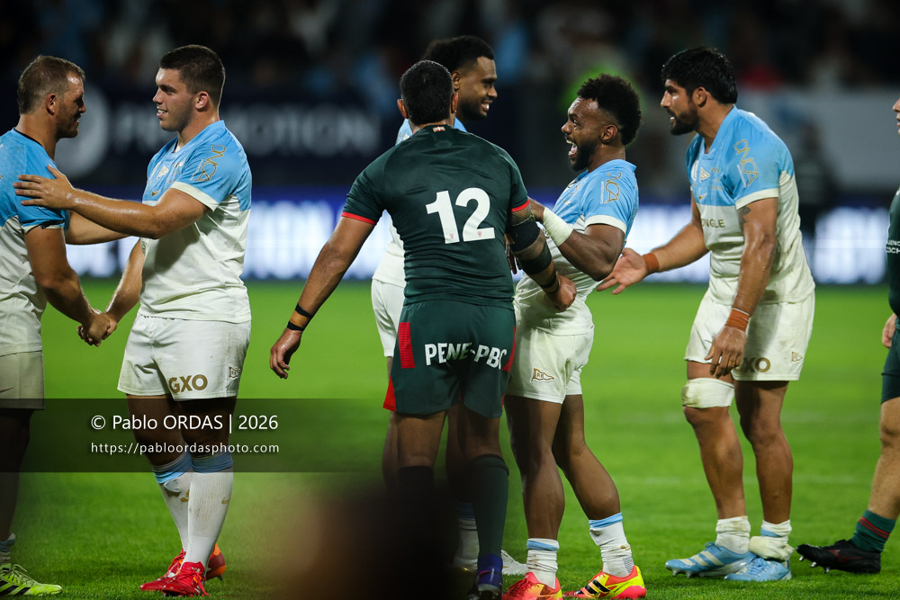 Sireli Maqala, lors du match amical entre l'Aviron bayonnais et le Biarritz olympique, le 20 août 2026 au stade Jean Dauger de Bayonne, France (Photo Pablo ORDAS)