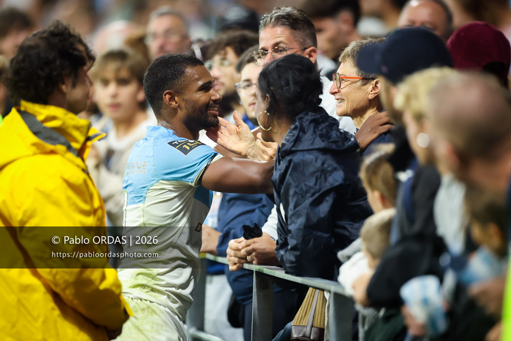 Léo Coly, lors du match amical entre l'Aviron bayonnais et le Biarritz olympique, le 20 août 2026 au stade Jean Dauger de Bayonne, France (Photo Pablo ORDAS)