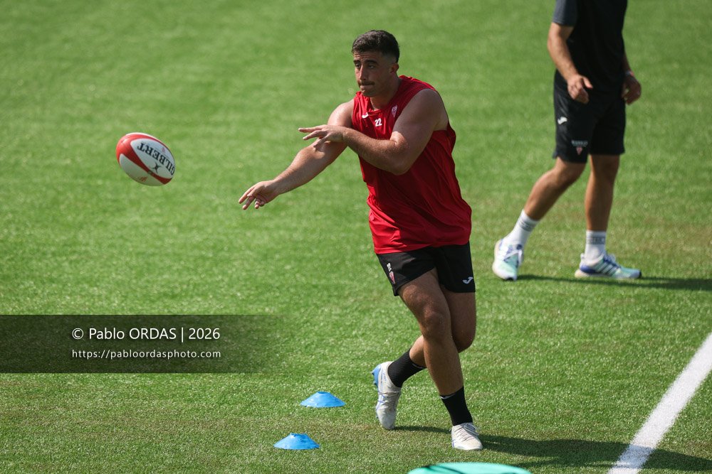 Aitor Hourcade, lors d'un entraînement avec le Biarritz olympique, le 9 juillet 2026 au stade Aguiléra de Biarritz, France (Photo Pablo ORDAS)