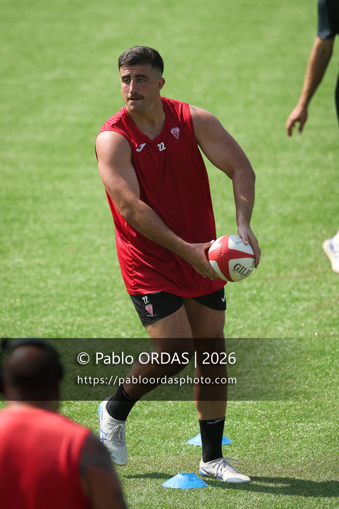 Aitor Hourcade, lors d'un entraînement avec le Biarritz olympique, le 9 juillet 2026 au stade Aguiléra de Biarritz, France (Photo Pablo ORDAS)