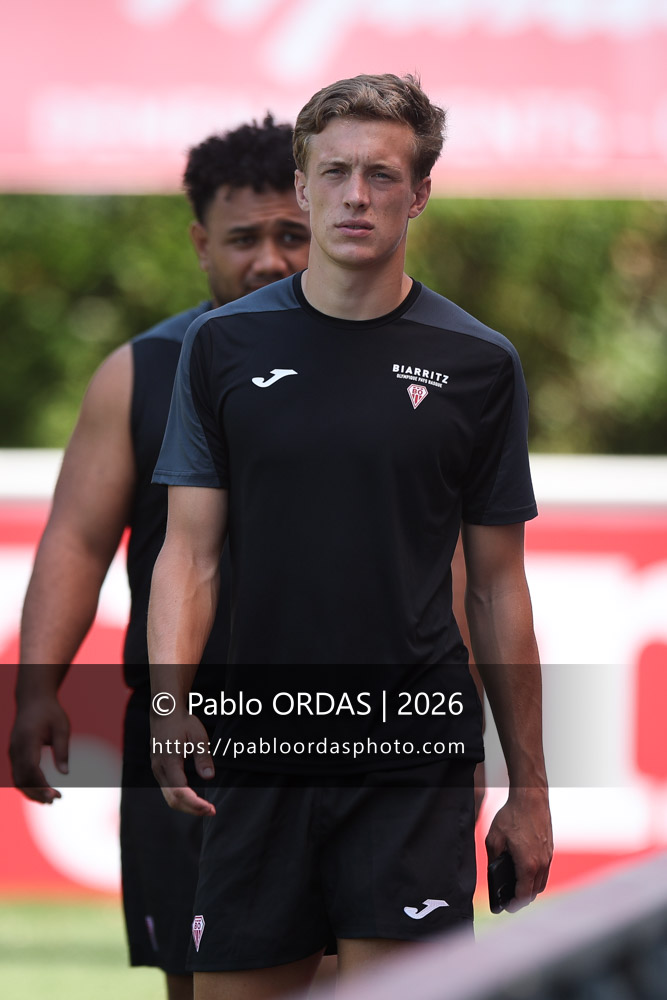 Iban Laclau, lors d'un entraînement avec le Biarritz olympique, le 9 juillet 2026 au stade Aguiléra de Biarritz, France (Photo Pablo ORDAS)