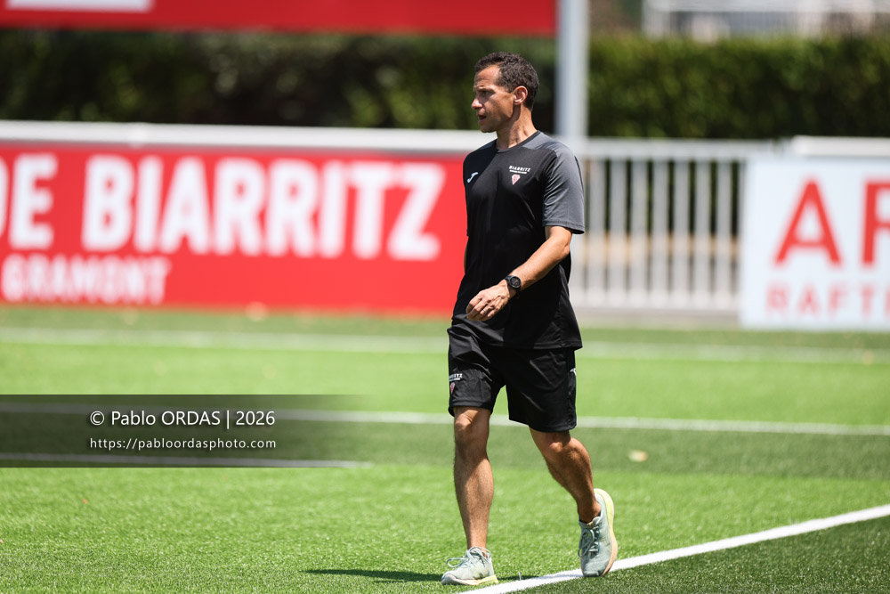 Thomas Drouin, lors d'un entraînement avec le Biarritz olympique, le 9 juillet 2026 au stade Aguiléra de Biarritz, France (Photo Pablo ORDAS)