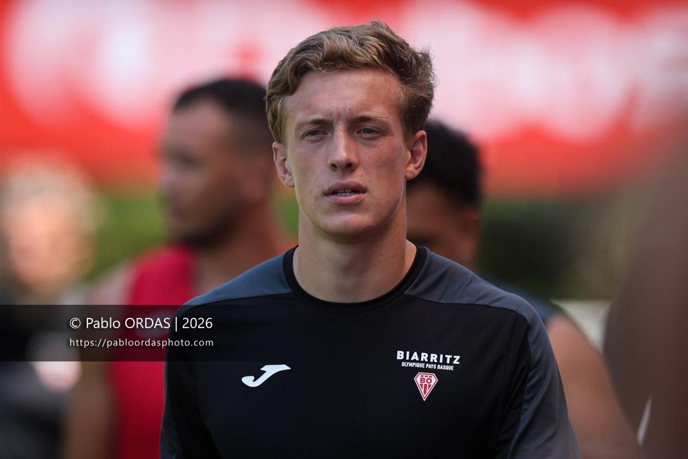 Iban Laclau, lors d'un entraînement avec le Biarritz olympique, le 9 juillet 2026 au stade Aguiléra de Biarritz, France (Photo Pablo ORDAS)
