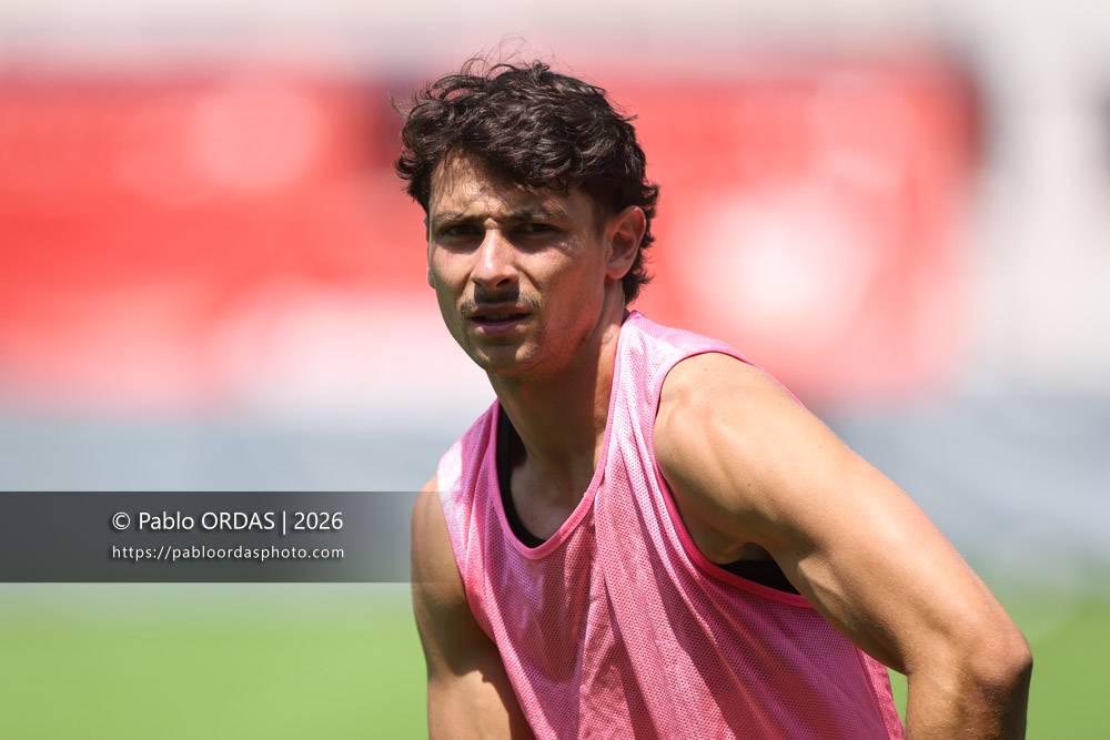 Baptiste Fariscot, lors d'un entraînement avec le Biarritz olympique, le 9 juillet 2026 au stade Aguiléra de Biarritz, France (Photo Pablo ORDAS)