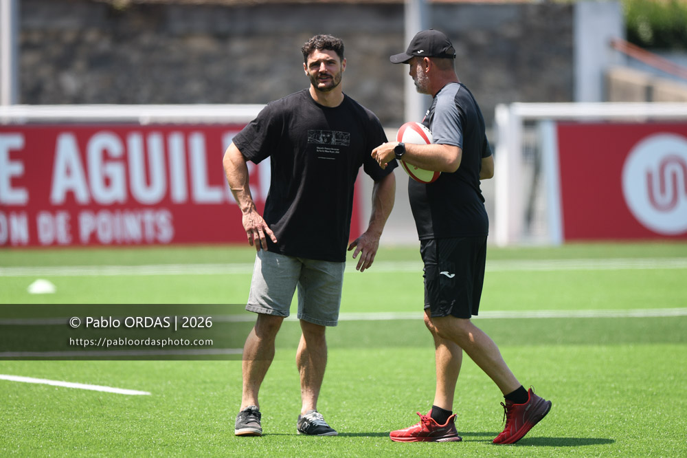 Lukas Doyhenard, lors d'un entraînement avec le Biarritz olympique, le 9 juillet 2026 au stade Aguiléra de Biarritz, France (Photo Pablo ORDAS)