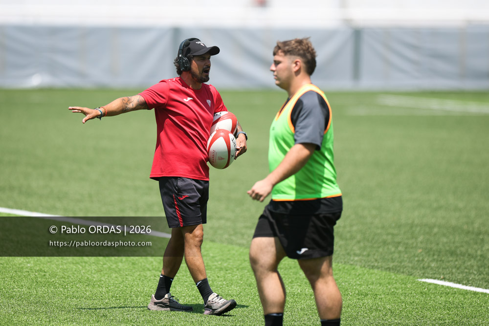 Boris Bouhraoua, lors d'un entraînement avec le Biarritz olympique, le 9 juillet 2026 au stade Aguiléra de Biarritz, France (Photo Pablo ORDAS)