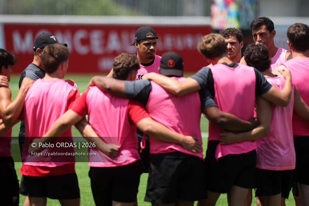 Yoni Tuataane, lors d'un entraînement avec le Biarritz olympique, le 9 juillet 2026 au stade Aguiléra de Biarritz, France (Photo Pablo ORDAS)