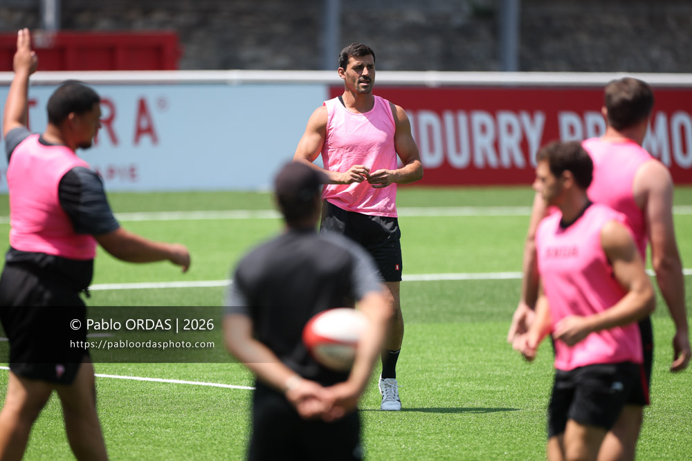 Rémi Bourdeau, lors d'un entraînement avec le Biarritz olympique, le 9 juillet 2026 au stade Aguiléra de Biarritz, France (Photo Pablo ORDAS)