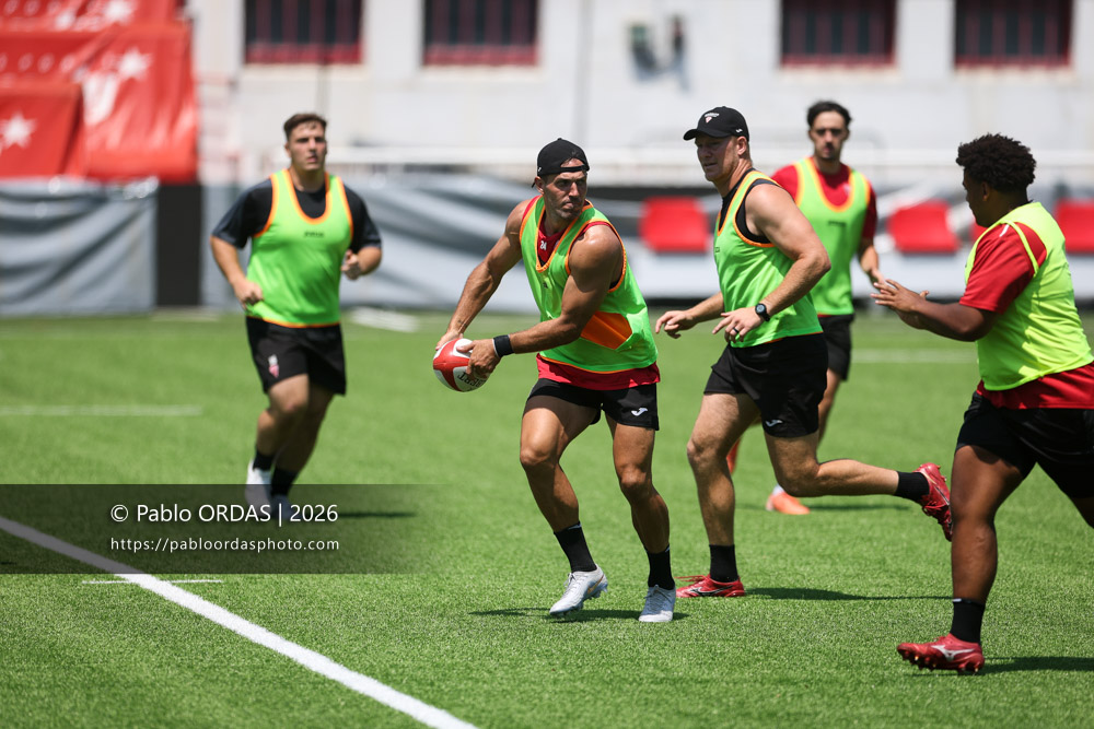 Kylian Jaminet, lors d'un entraînement avec le Biarritz olympique, le 9 juillet 2026 au stade Aguiléra de Biarritz, France (Photo Pablo ORDAS)