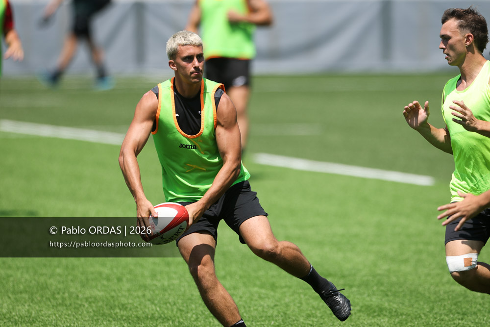 Carlo Mignot, lors d'un entraînement avec le Biarritz olympique, le 9 juillet 2026 au stade Aguiléra de Biarritz, France (Photo Pablo ORDAS)