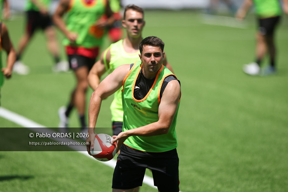 Edgar Retière, lors d'un entraînement avec le Biarritz olympique, le 9 juillet 2026 au stade Aguiléra de Biarritz, France (Photo Pablo ORDAS)