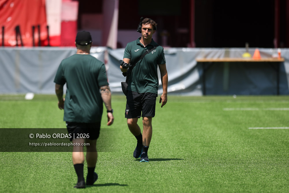 Bixente Feuillade, lors d'un entraînement avec le Biarritz olympique, le 9 juillet 2026 au stade Aguiléra de Biarritz, France (Photo Pablo ORDAS)