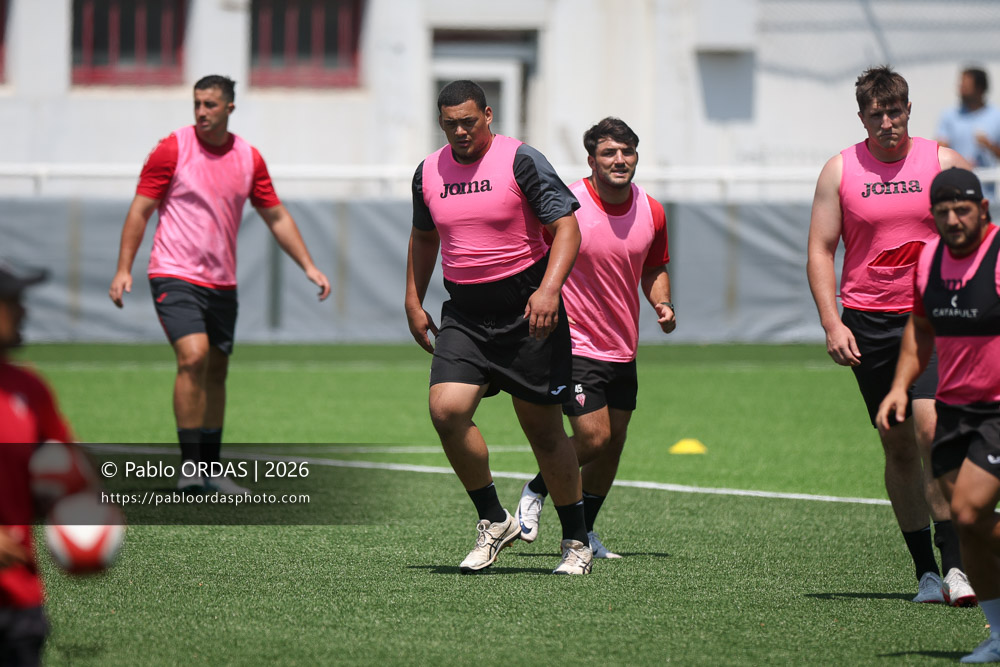 Reginald Churchward, lors d'un entraînement avec le Biarritz olympique, le 9 juillet 2026 au stade Aguiléra de Biarritz, France (Photo Pablo ORDAS)