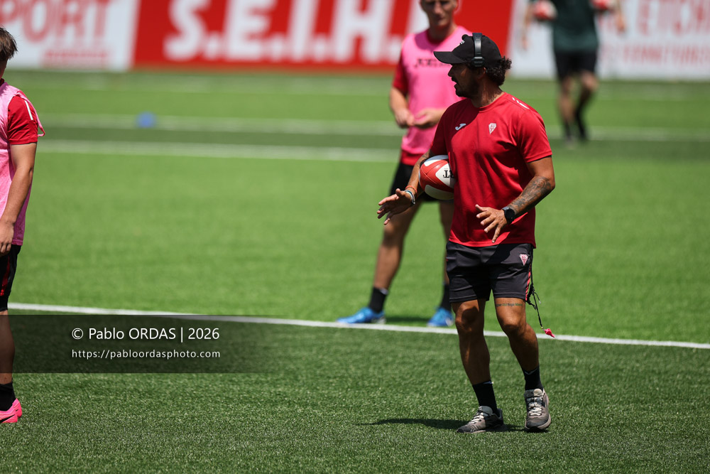 Boris Bouhraoua, lors d'un entraînement avec le Biarritz olympique, le 9 juillet 2026 au stade Aguiléra de Biarritz, France (Photo Pablo ORDAS)