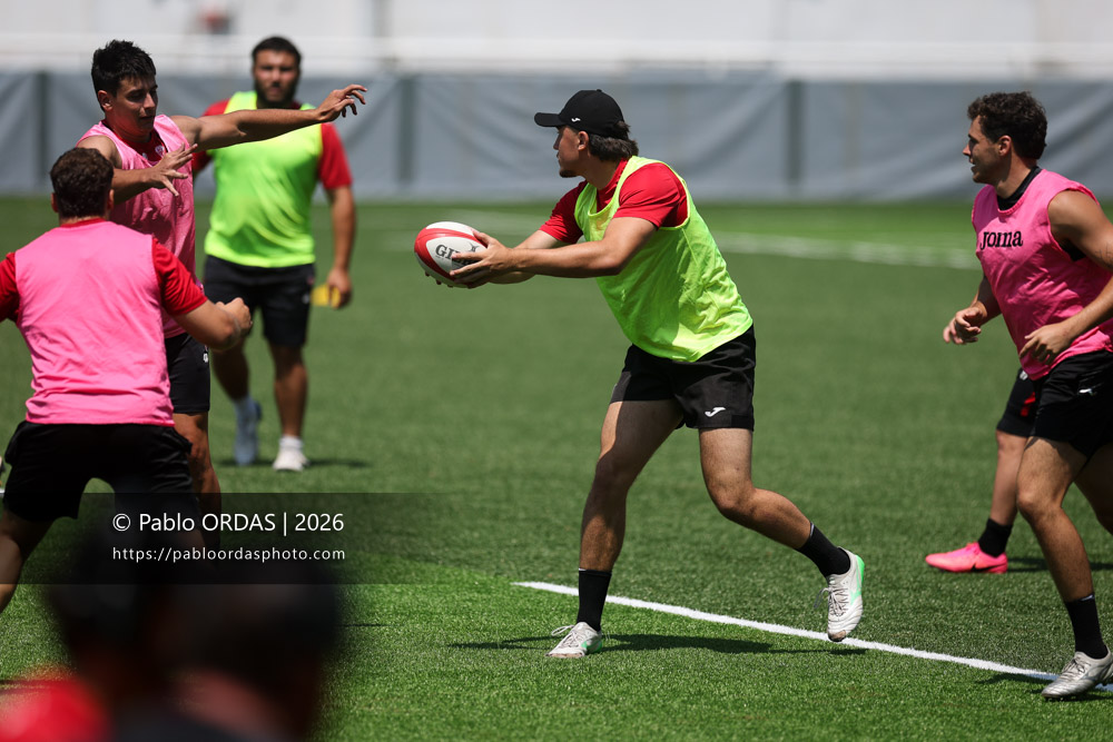 Andrea Sacco, lors d'un entraînement avec le Biarritz olympique, le 9 juillet 2026 au stade Aguiléra de Biarritz, France (Photo Pablo ORDAS)