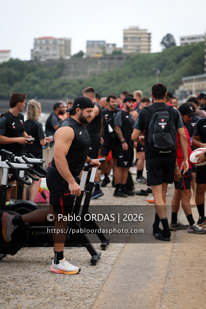 Giorgi Nutsubidze, lors d'un entraînement avec le Biarritz olympique, le 10 juillet 2026 au stade Aguiléra de Biarritz, France (Photo Pablo ORDAS)