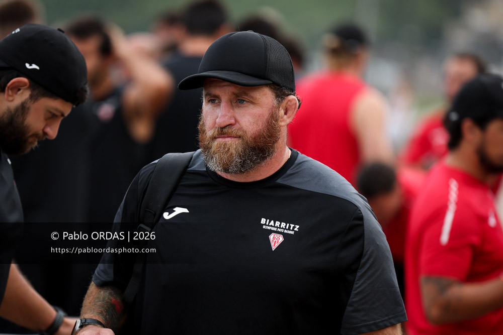 Rémi Bonfils, lors d'un entraînement avec le Biarritz olympique, le 10 juillet 2026 à la Côte des Basques de Biarritz, France (Photo Pablo ORDAS)